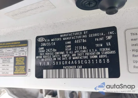 2014 Kia Optima Sx Turbo from USA, damaged, VIN 5XXGR4A69EG311818